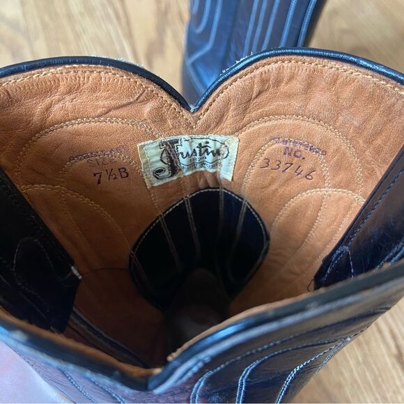 VINTAGE JUSTIN 1879 FORT WORTH TEXAS BLACK COWBOY BOOTS SIZE 7 1/2 main image 6